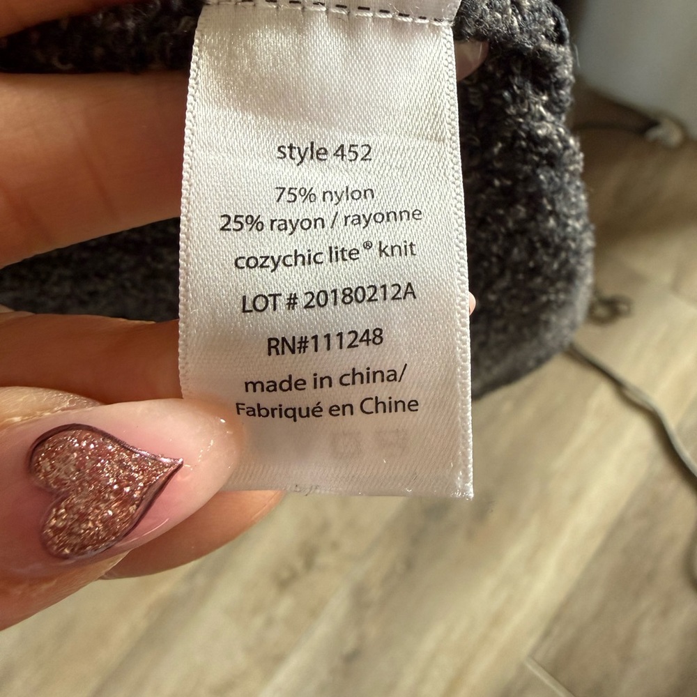 Barefoot Dreams Cozychic Lite Charcoal Open Front Cardigan - Picture 4 of 9